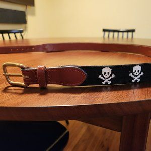 Smathers & Branson Needlepoint Belt - Jolly Roger (Skull & Crossbones)